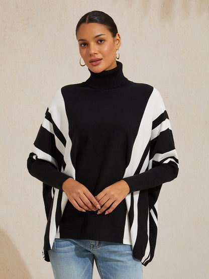Ribbed Knit Turtleneck Sweater