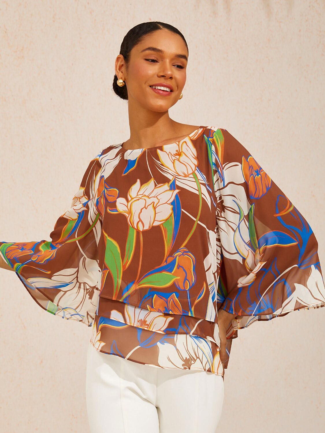 Desert Orchid Layered Chiffon Blouse