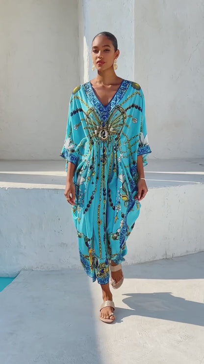Vintage Jewelry Chiffon Vacation Kaftan