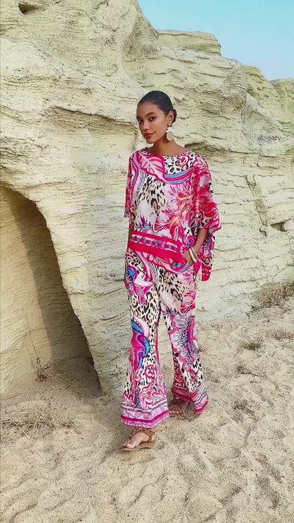 Blush&Beast Silky Satin Pink Paisley Top