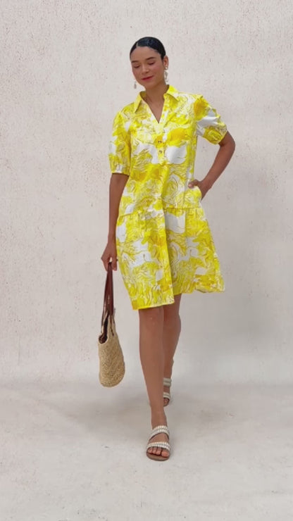 Graphic Art Mustang Linen Look Midi Dress