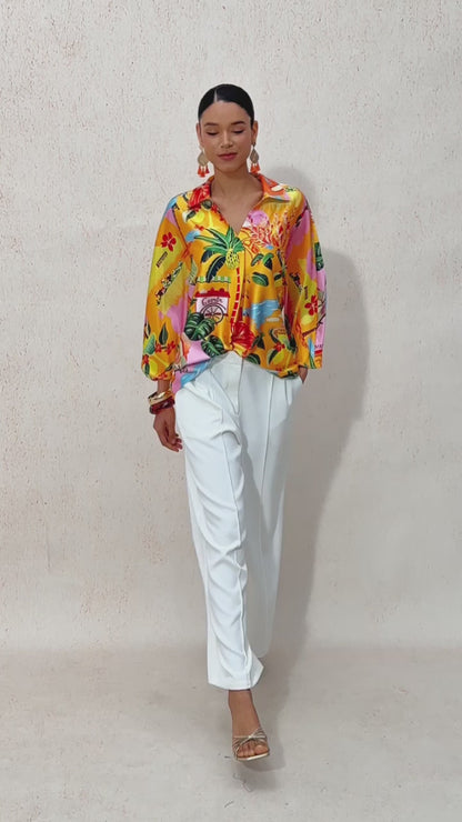 Summer Escape Silky Satin Dolman Blouse