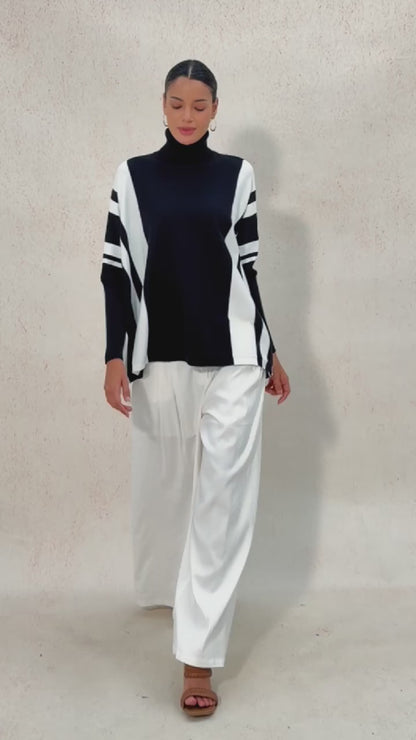 Ribbed Knit Turtleneck Sweater