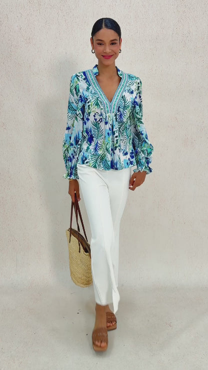 Ocean Bloom Escape Viscose Blouse