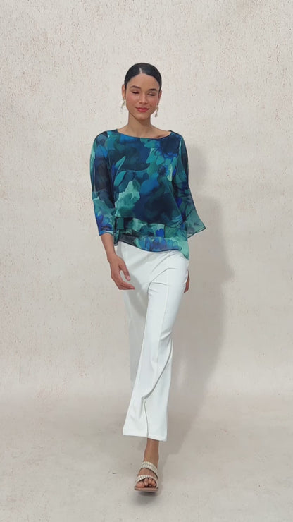 Ocean Bloom Reverie Chiffon Layered Top