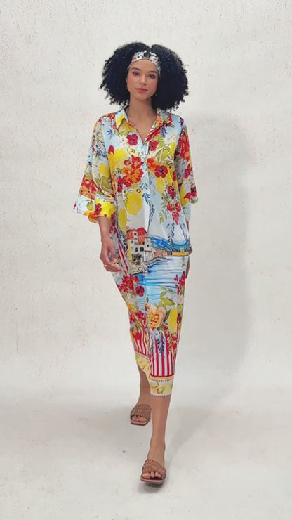 Santorini Summer  Chiffon Batwing Sleeve Kaftan