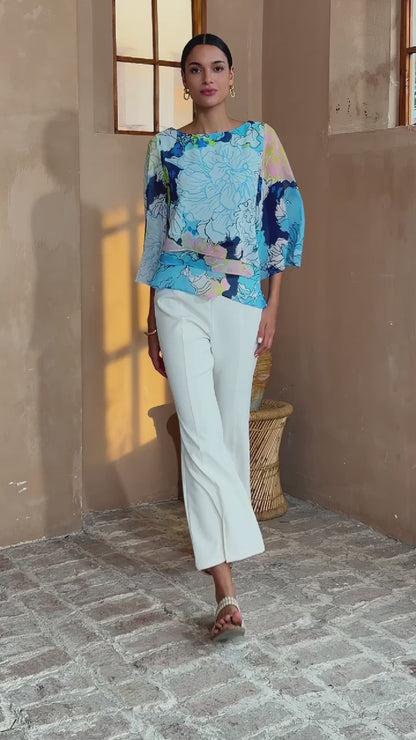 Pastel Wash Peony Layered Chiffon Blouse