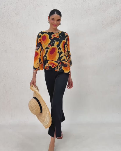 Sun Ember Layered Chiffon Blouse