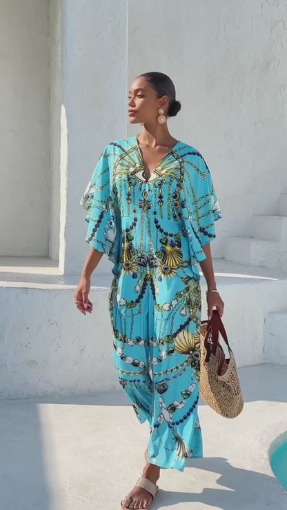 Vintage Jewelry Silky Satin Jumpsuit