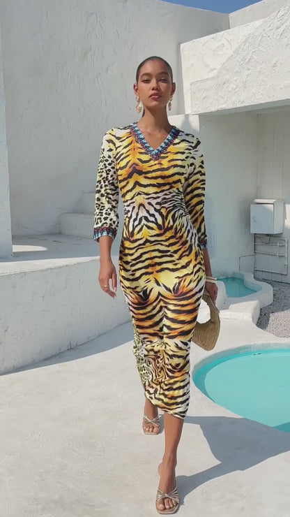 Lady Lionheart Stretch Knit Fitted Maxi Dress