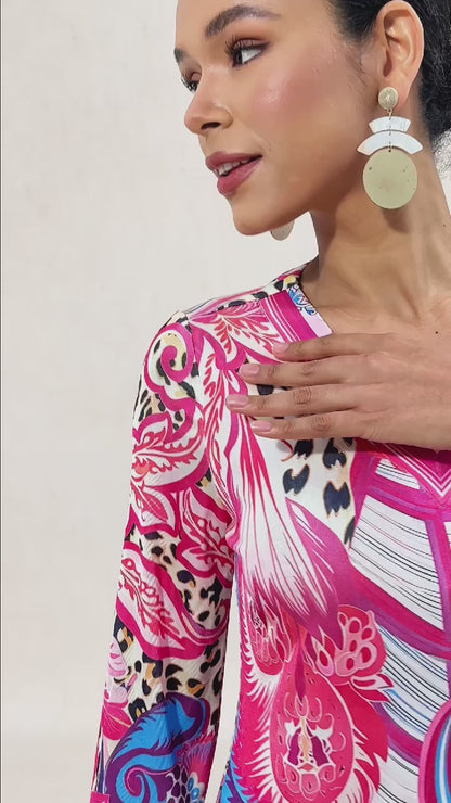 Blush&Beast Abstract Pink Paisley Stretchy Dress