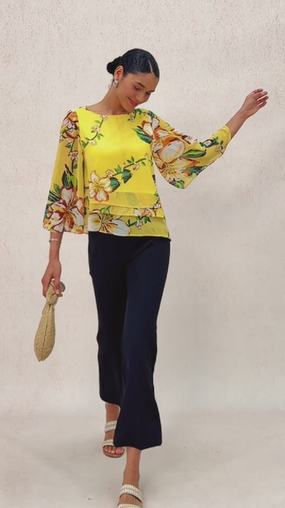 Lime Magnolia Glow Layered Chiffon Blouse