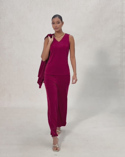 Acetate Look Stretch Knit Ruched Sleeve Jacket