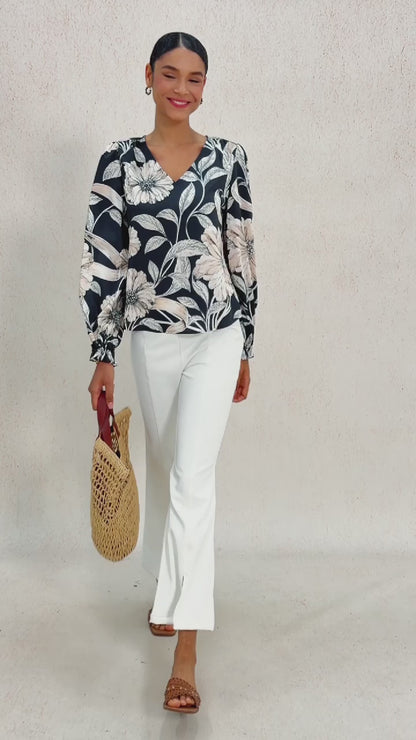 Golden Petal Silky Satin Blouse