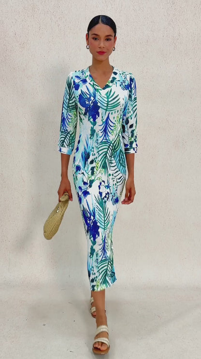 Ocean Bloom Escape High Stretch Knit Dress