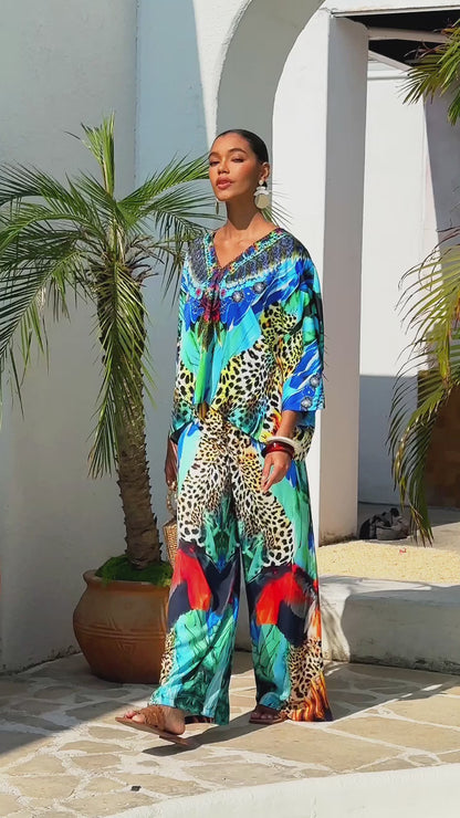 Jungle Wild Party Silky Satin Leopard Top