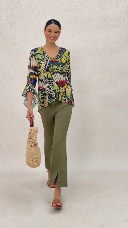 Jungle Butterfly Flowy Chiffon Blouse
