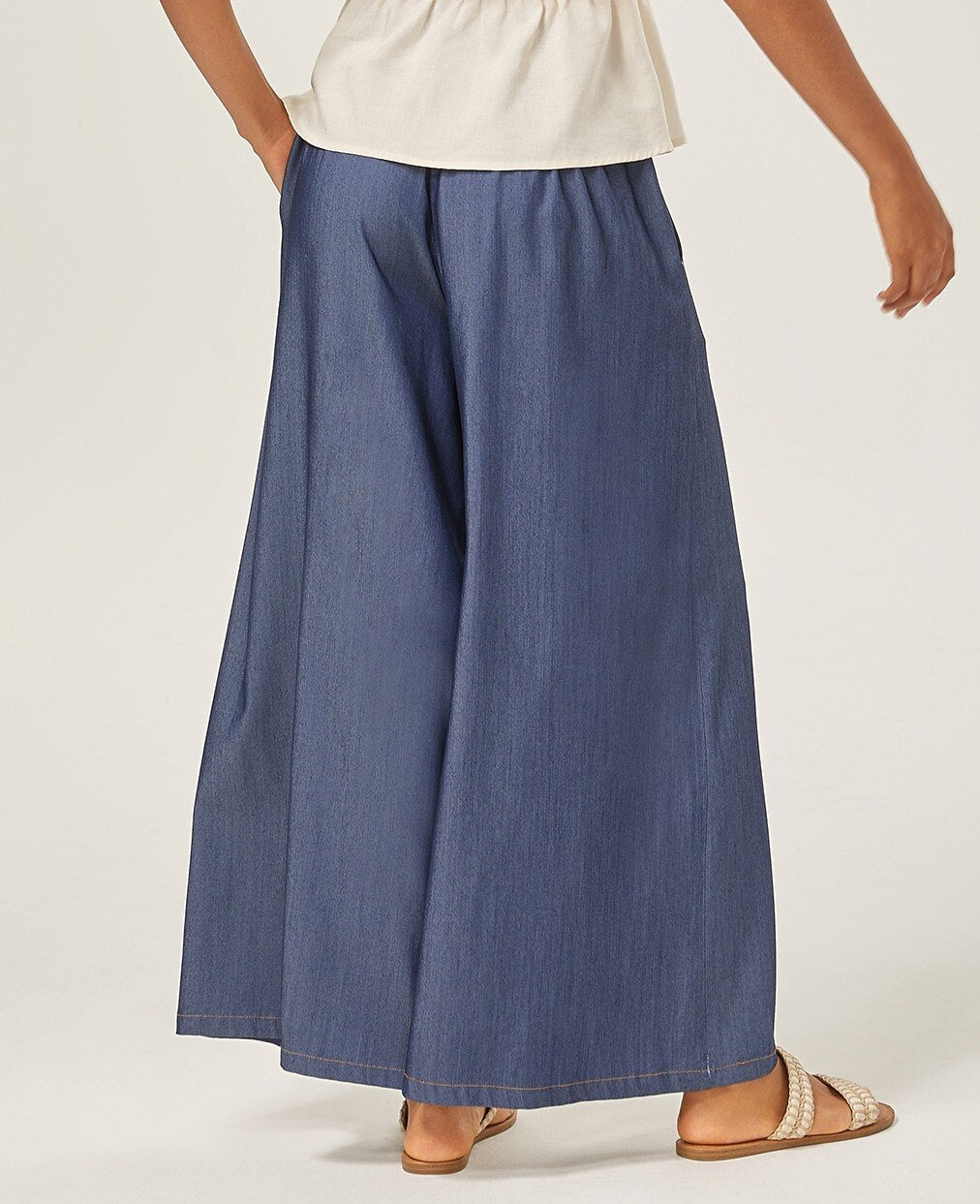 Alltagstaugliche lässige Tencel-Denim-Hose mit weitem Bein