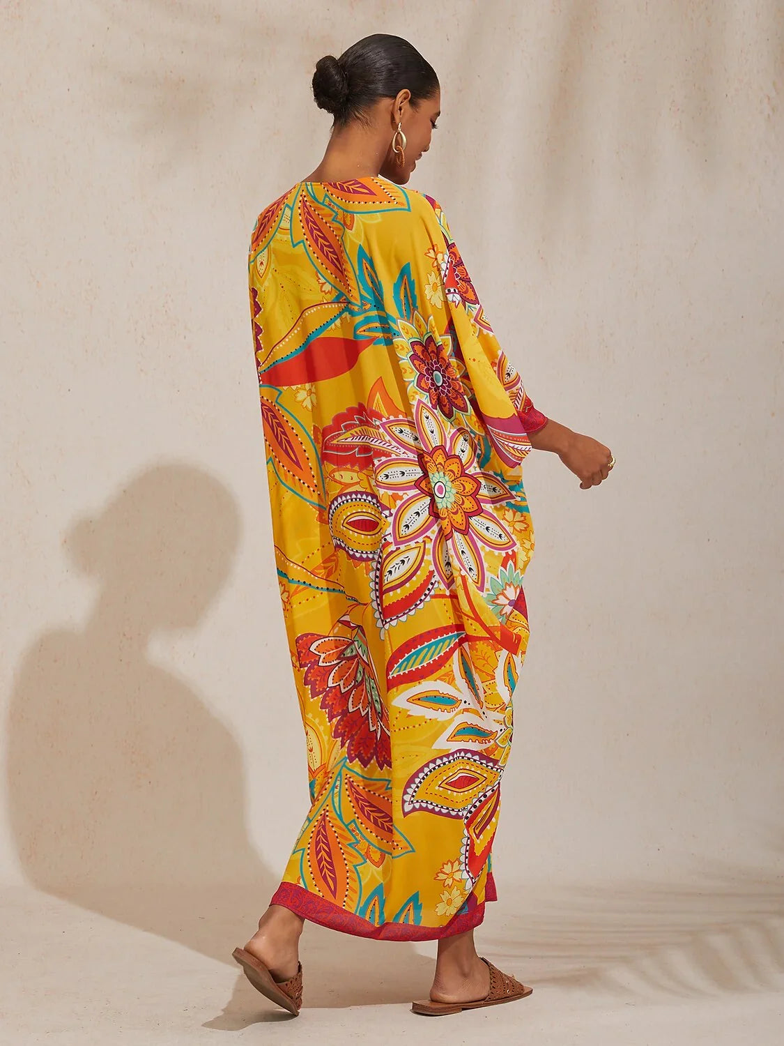 Boho Paisley Flowy Chiffon Kaftan