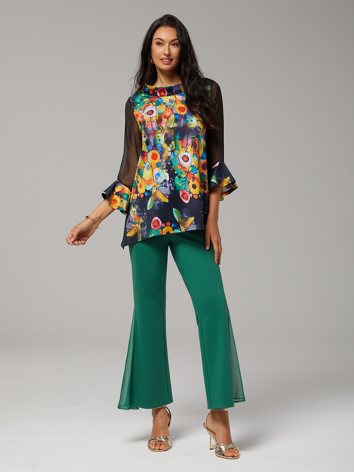 Blouse en Chiffon Modal Coupe Ajustée, Voilée, Légère et Respirante