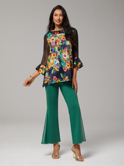 Blouse en Chiffon Modal Coupe Ajustée, Voilée, Légère et Respirante