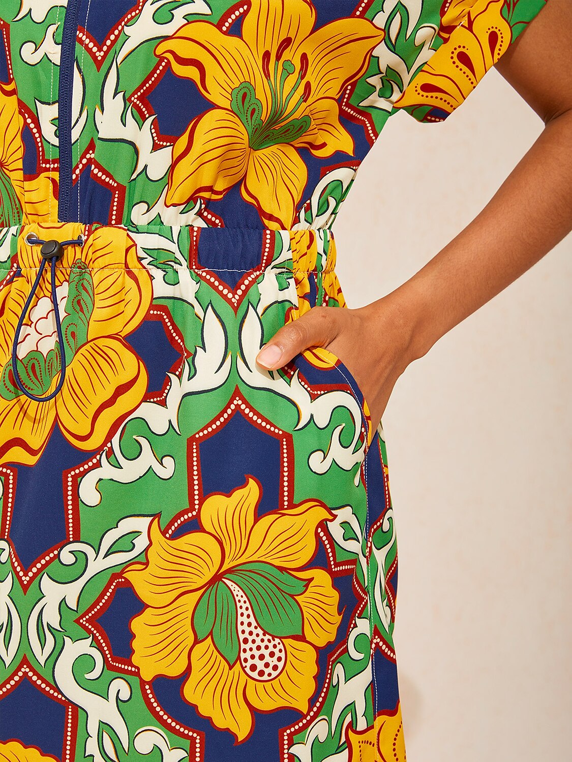 Emerald Bloom Bazaar Slight Stretch Short Dress