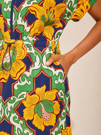 Emerald Bloom Bazaar Slight Stretch Short Dress