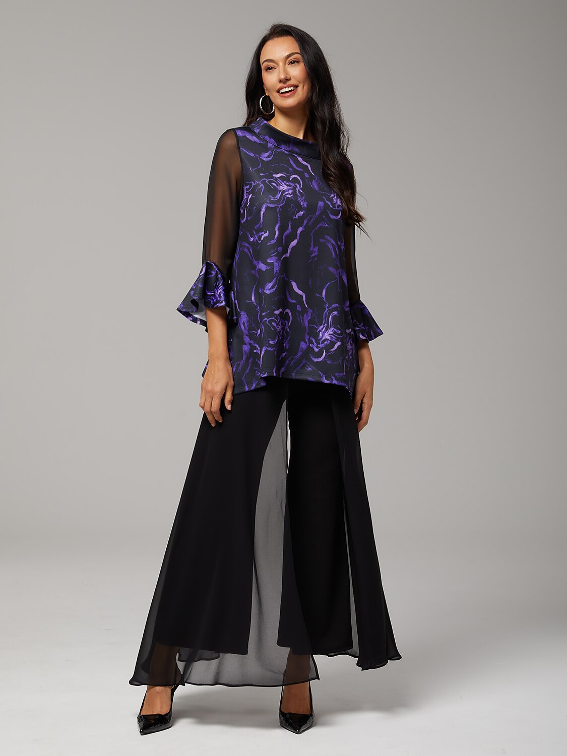 Blouse en Chiffon Modal Coupe Ajustée, Voilée, Légère et Respirante