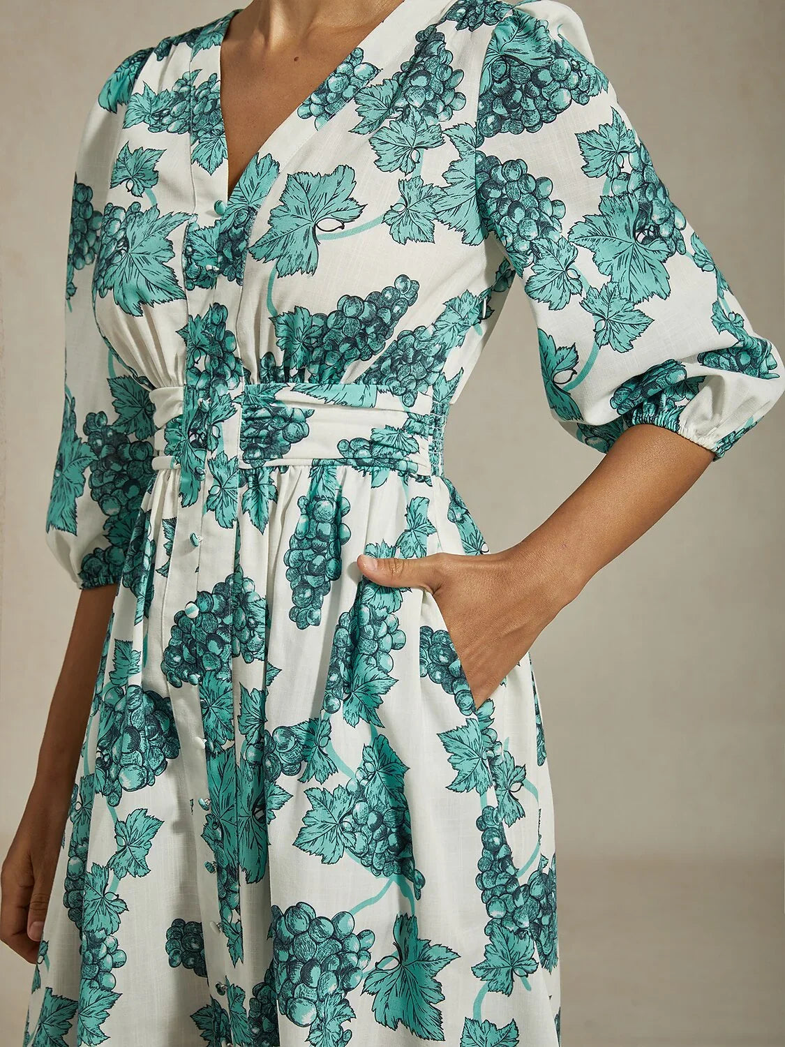 Floral Print Airy Linen Look Maxi Dress