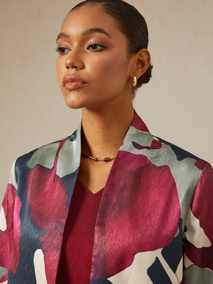 Berry Canvas Herringbone Satin Jacket
