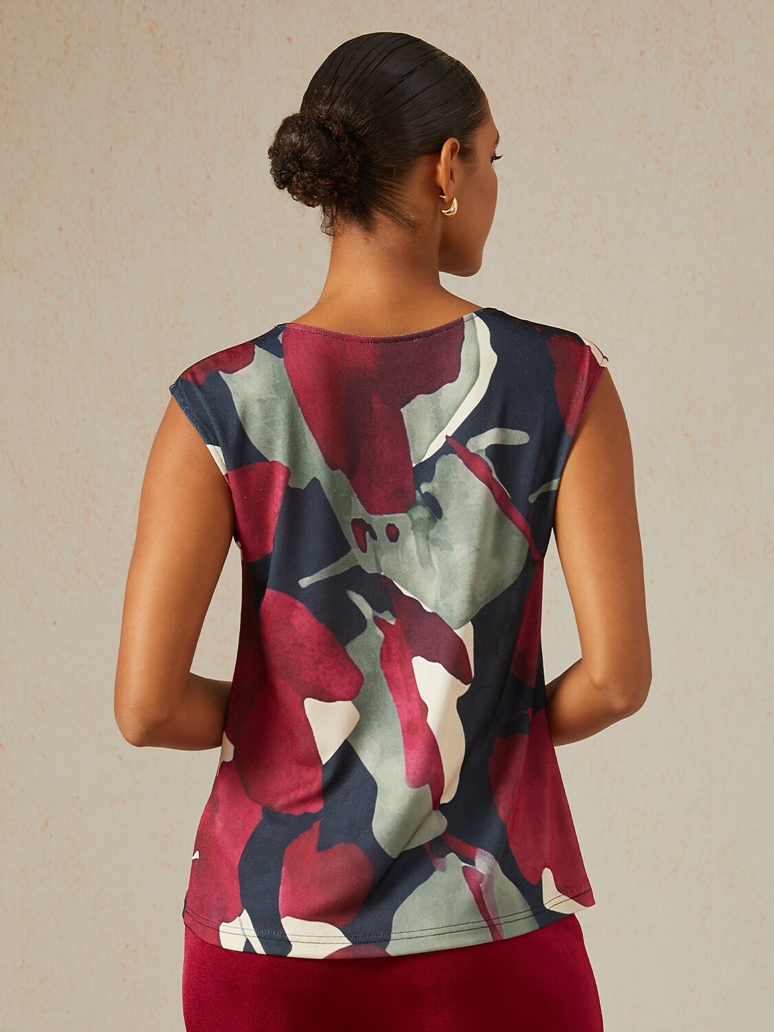 Berry Canvas Acetate Look Stretch Knit Tee