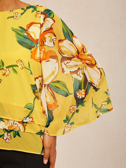 Lime Magnolia Glow Layered Chiffon Blouse