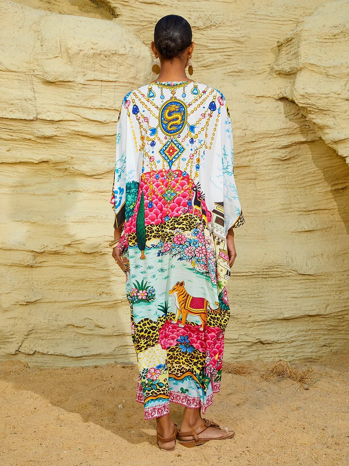 Dream Village Flowy Chiffon Batwing Sleeve Kaftan