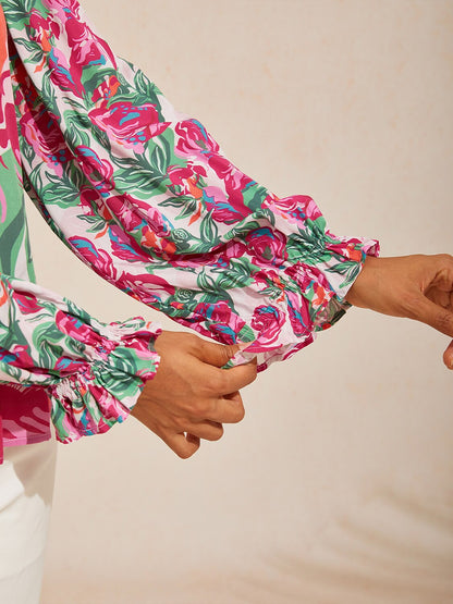 Fiery Pink Rose Viscose Blouse