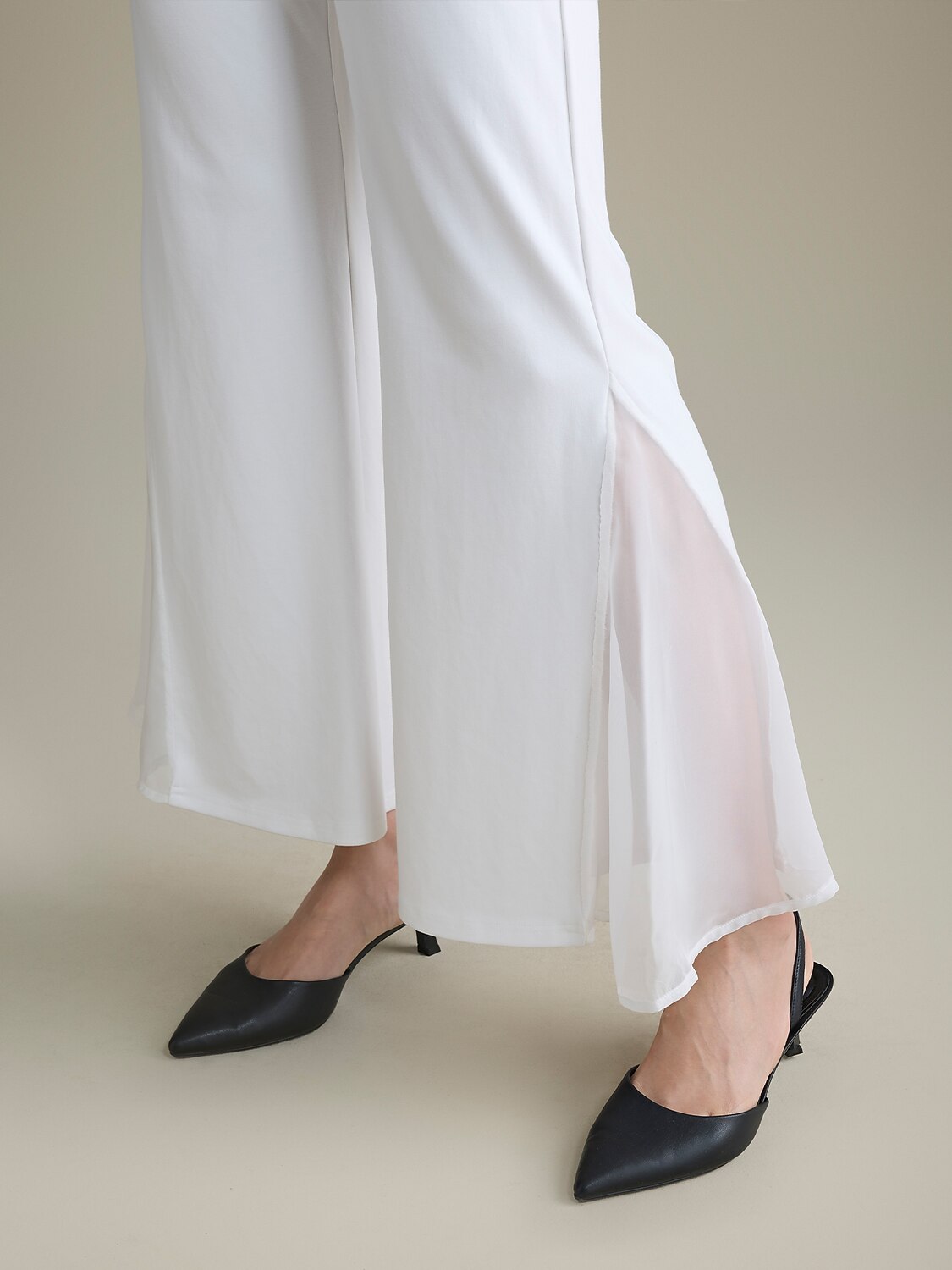 Schwarze High-Waist-Hose Chiffon Leichte Hose