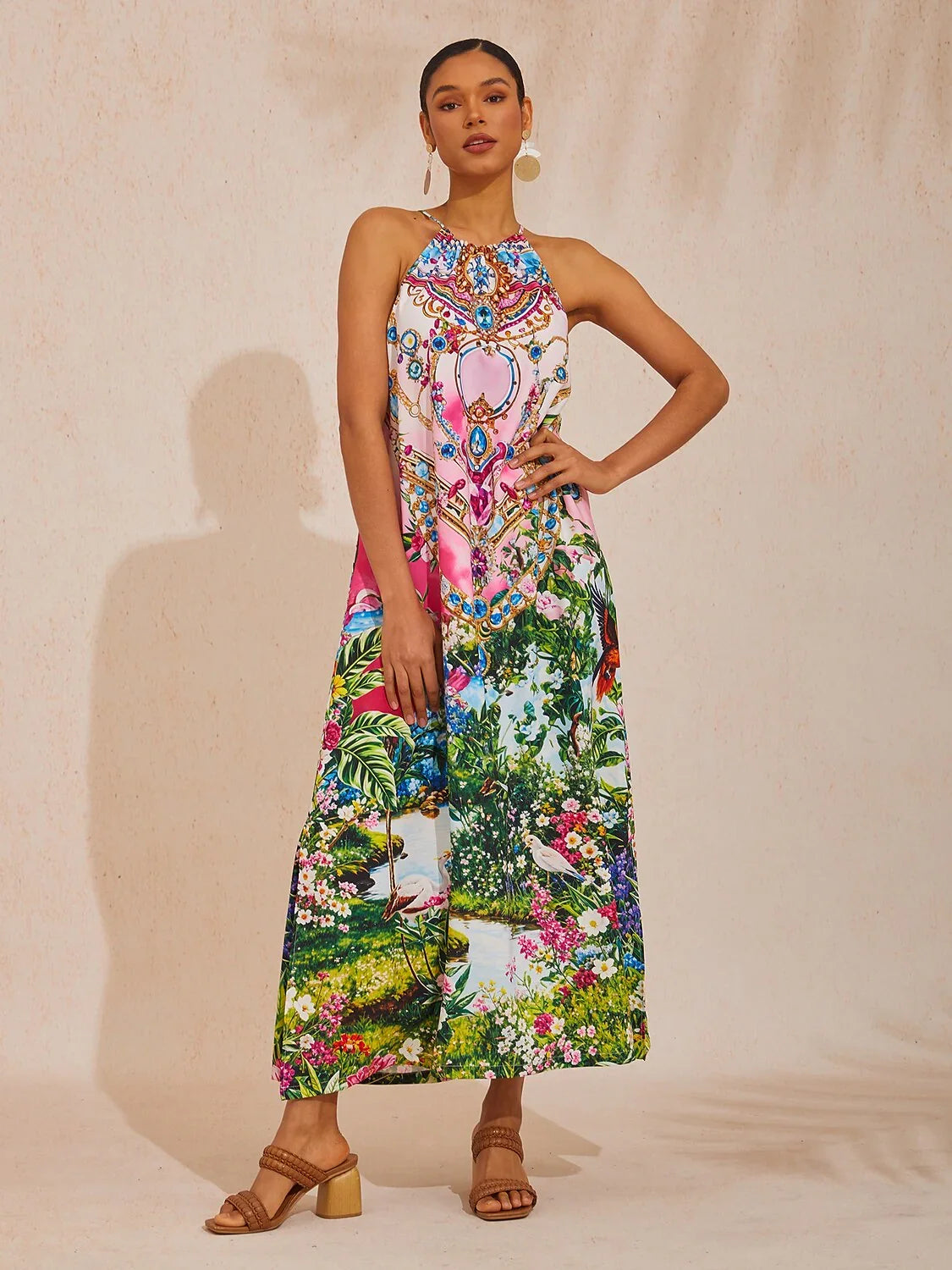 Jungle Wild Party Silky Leopard Maxi Dress