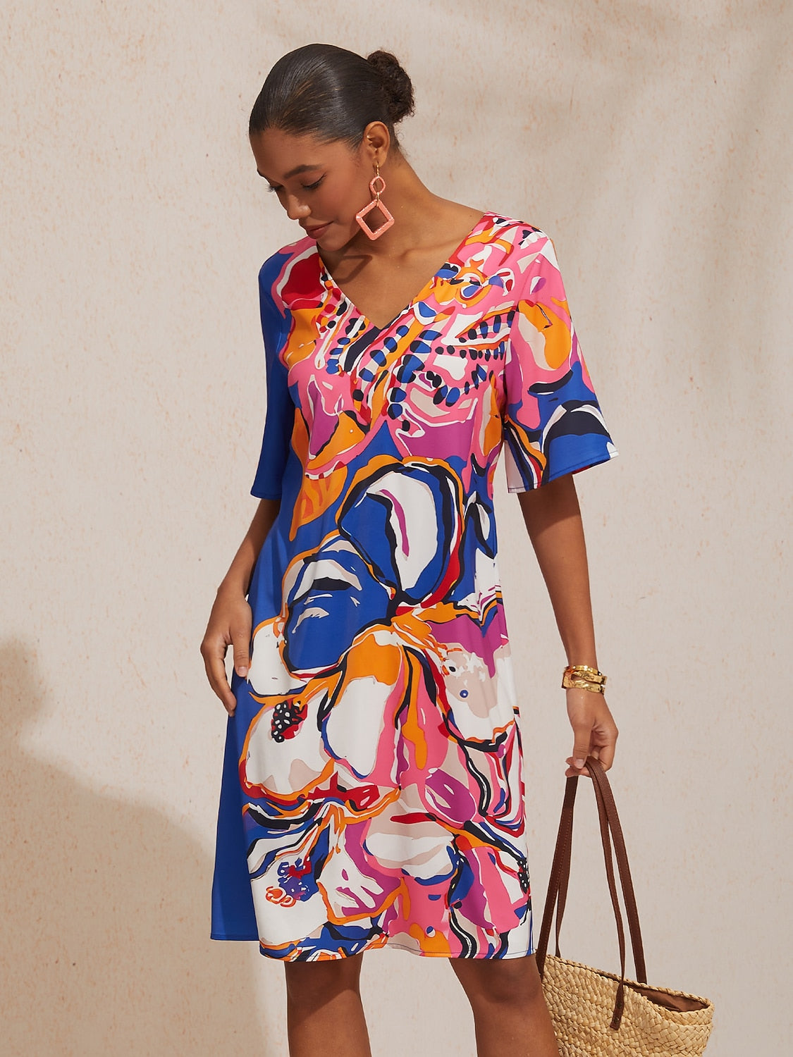 Dream Village Seidiges Satin-Blumenkleid