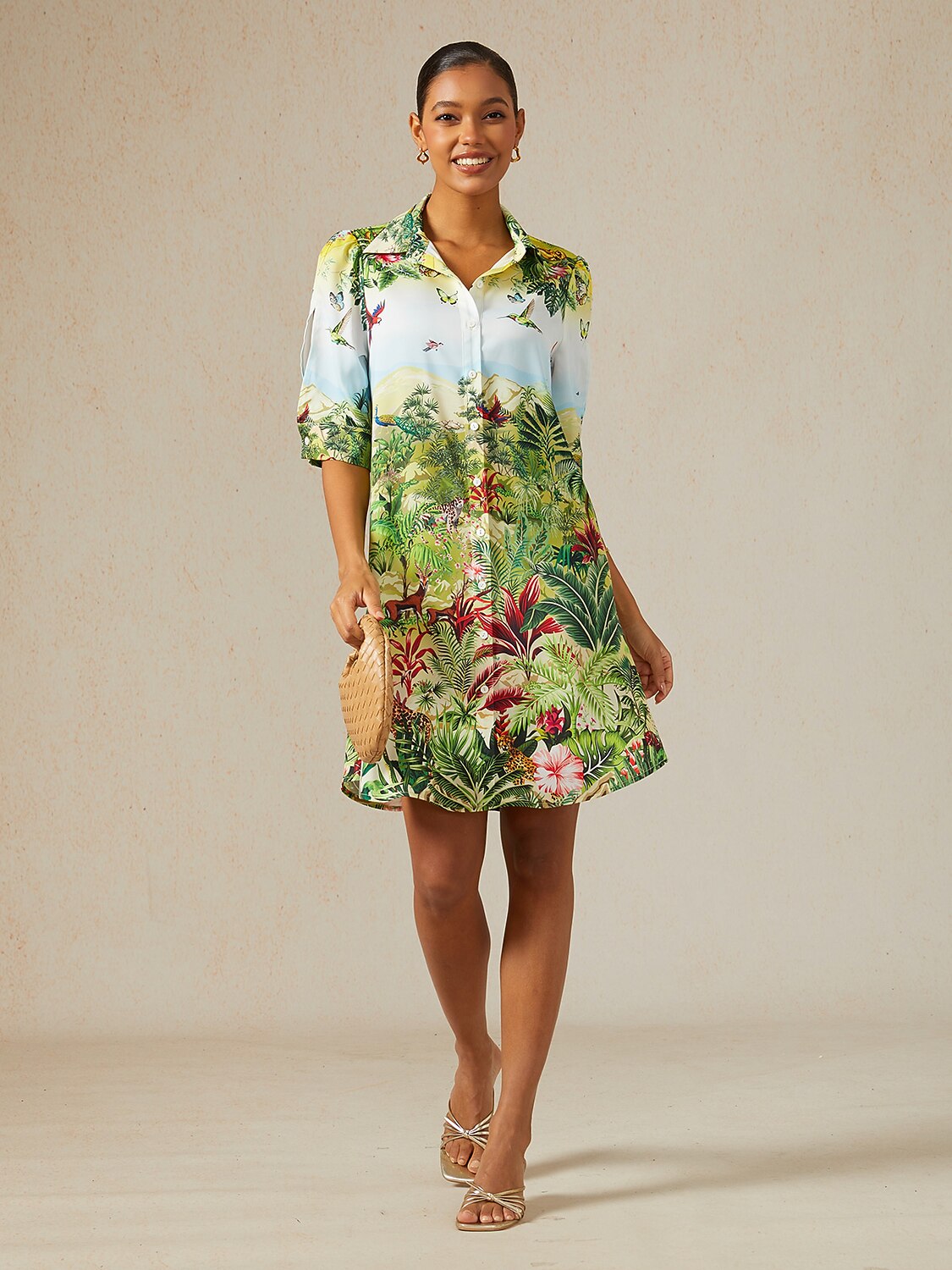 Olive Eden Silky Satin Shirt Dress
