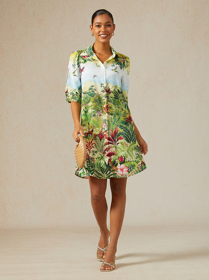 Olive Eden Silky Satin Shirt Dress