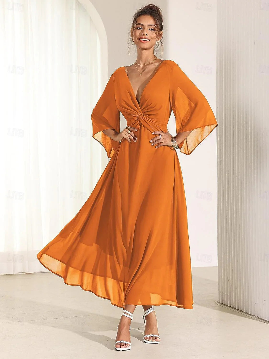 Jungle Butterfly Flowy Chiffon Maxi Dress
