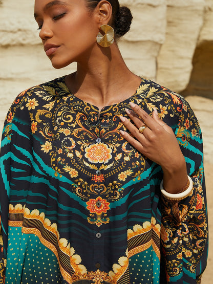 Tropische Verführung Fließende Chiffon-Dolman-Ärmel-Bluse