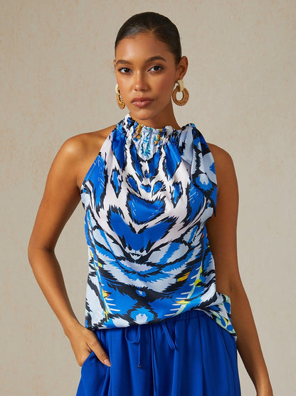 Land of Wonder Silky Satin Sleeveless Halter Top