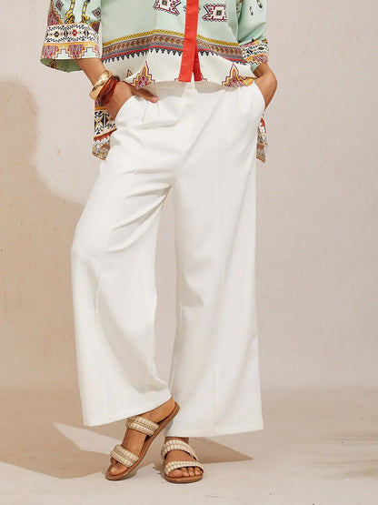 Slight Stretch Twill Elastic Waist Straight Pants
