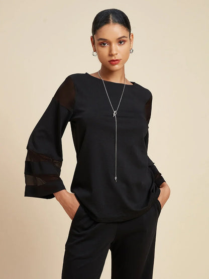 Style Chiffon Modal Illusion Pure Color Loose Blouse