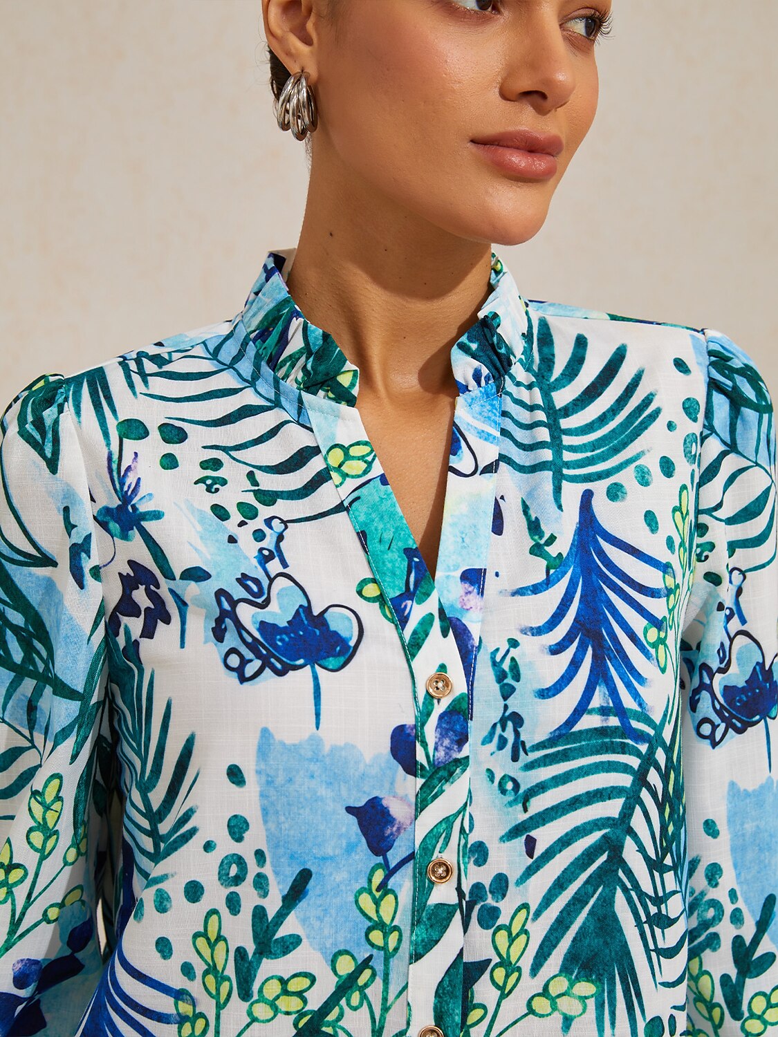 Ocean Bloom Escape Linen Look Midi Dress