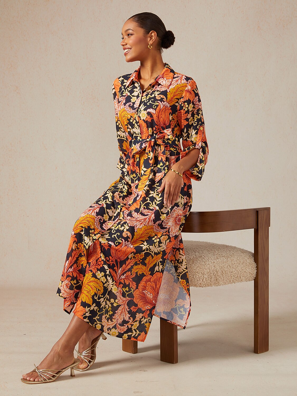 Sienna Garden Linen Look Shirt Dress