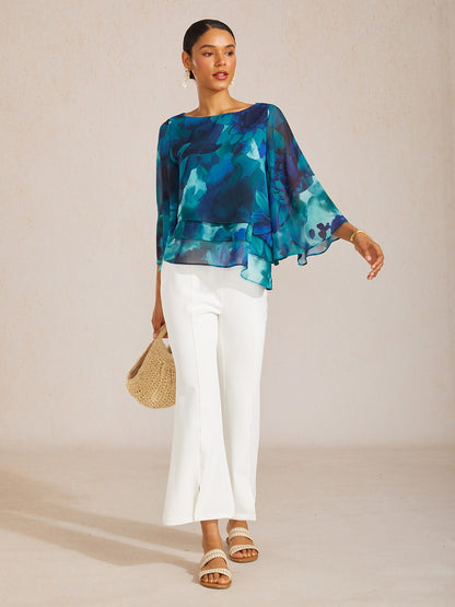 Ocean Paisley Flora Chiffon Layered Blouse
