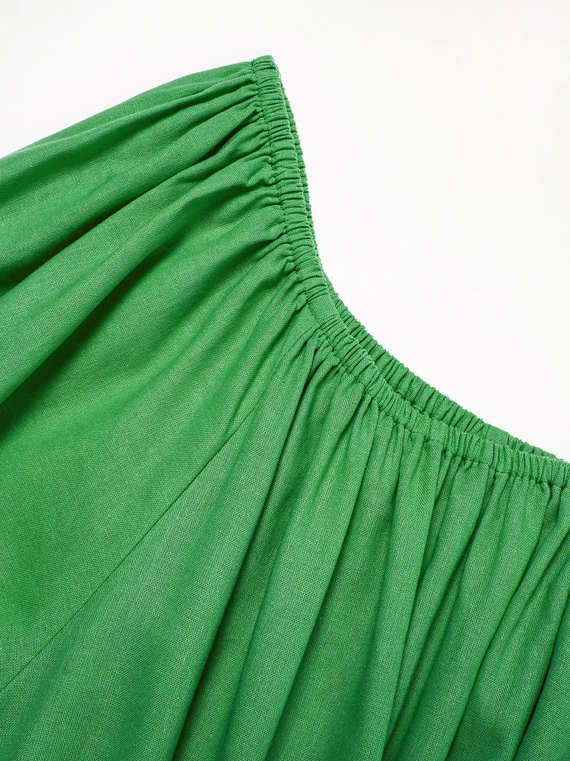 Cotton Resort Loose Fit Off-Shoulder Puff Maxi Dress