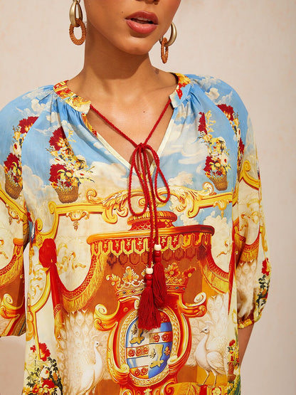 Vintage Baroque Chiffon Raglan Sleeve Top