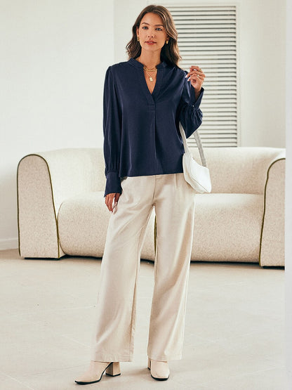 Vacation Silky Satin Simple Blouse